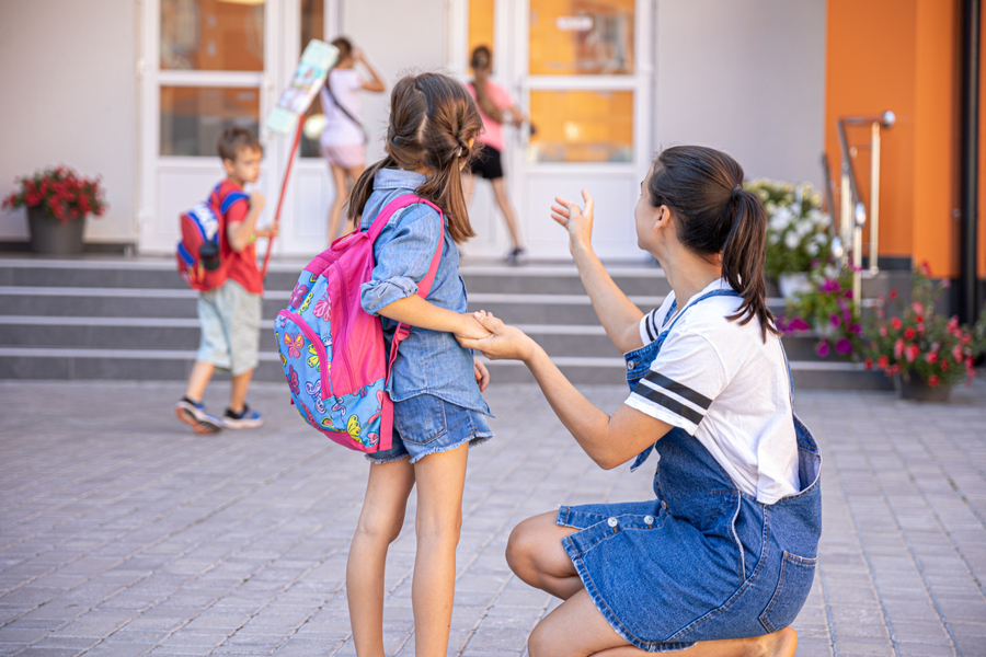 mother accompanies student schoo